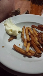 Mike's french fries (this was the first time he EVER had mayonnaise).